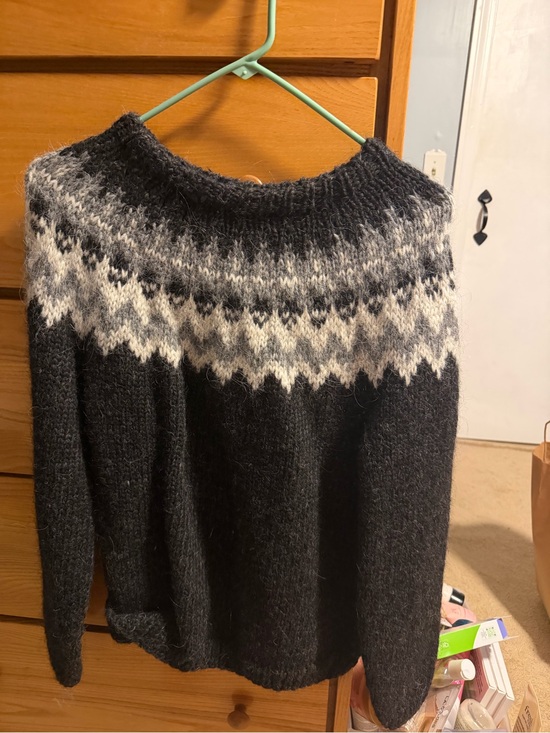 Sweaters - Women's Black and Gray Nordic Yoke Sweater